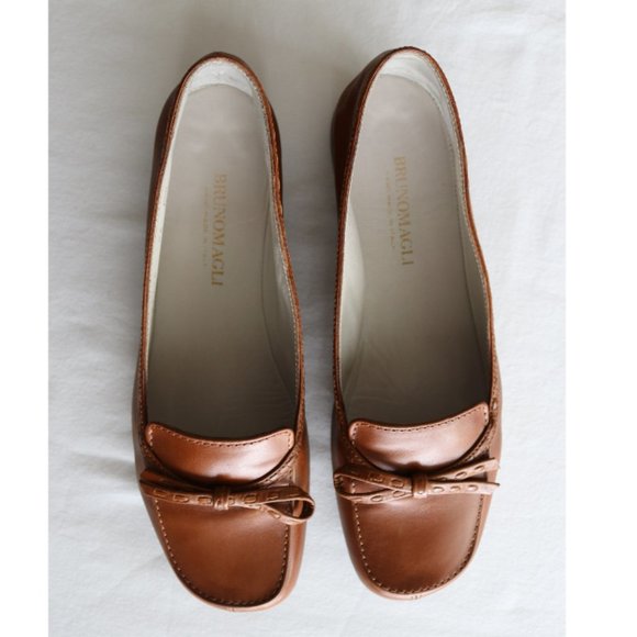 Bruno Magli Women's Leather Loafer Flat- Chesnut - Picture 1 of 7
